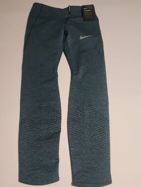Nike Epic Lux Tight Fit Teal Heather Performance Leggings with Perforated Calves